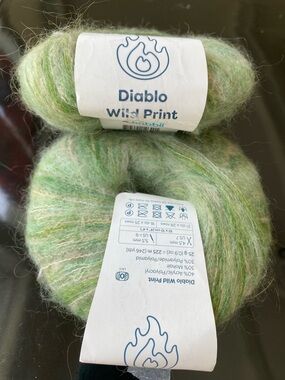 Mohair Blend. 2 Skeins HOBBII DIABLO “Wild Print”. Lace Wt., Made in Italy